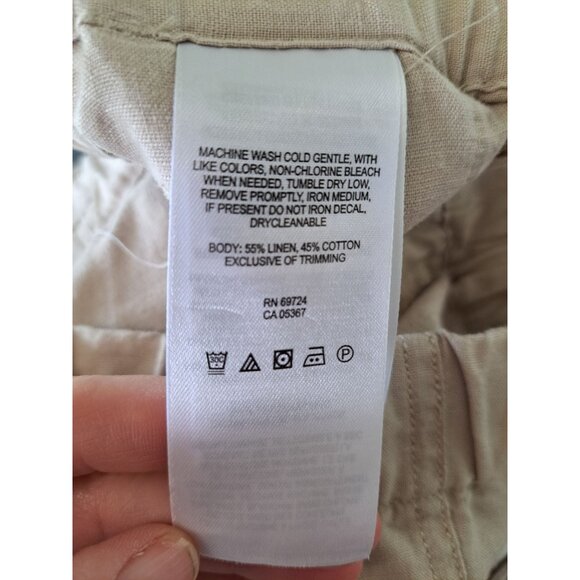 Columbia Womens Beige Drawstring Cropped Pants M Linen Blend Casual Lightweight - Picture 12 of 12